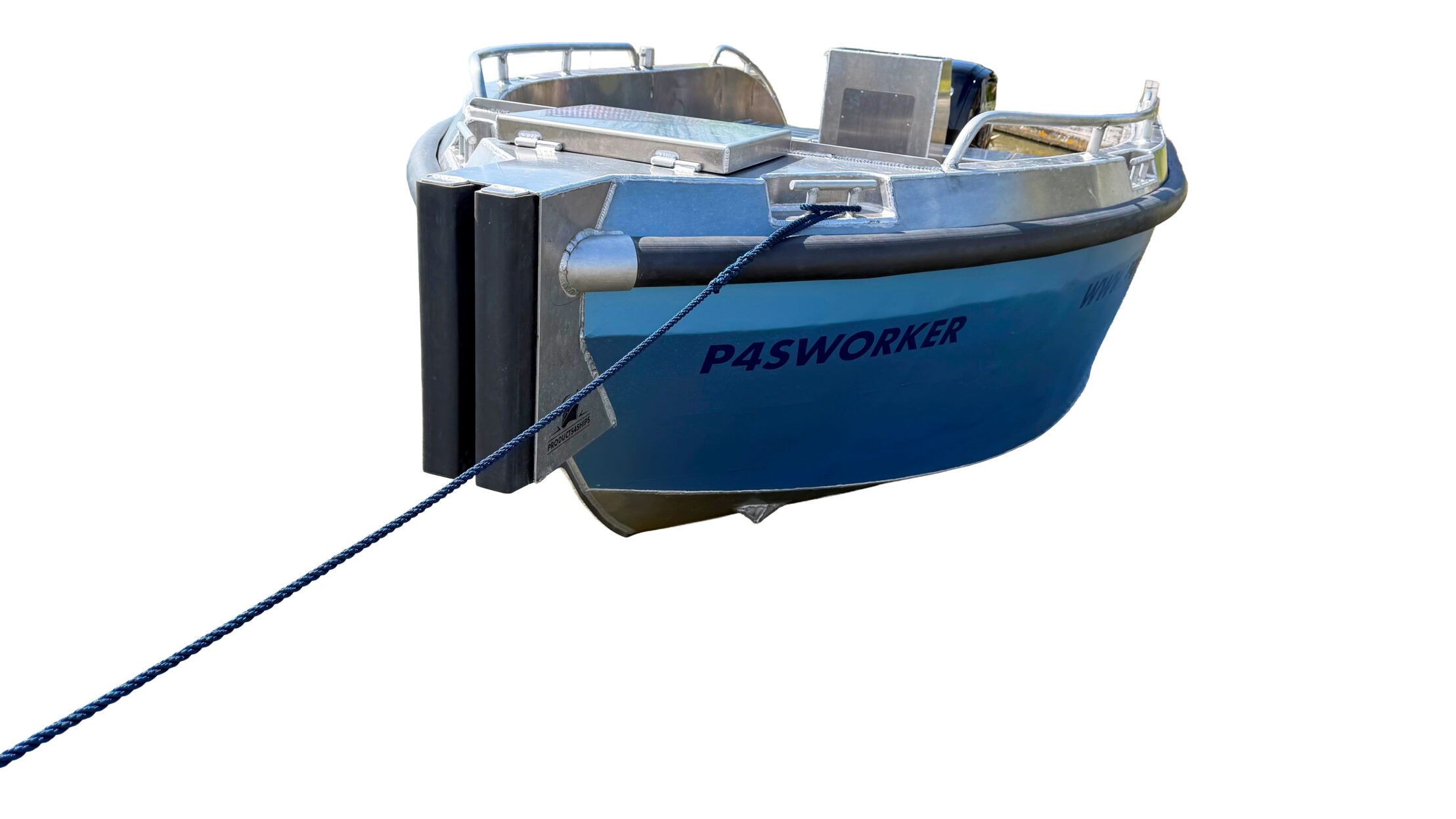 Heavy-duty aluminium workboat for industrial and marine applications.